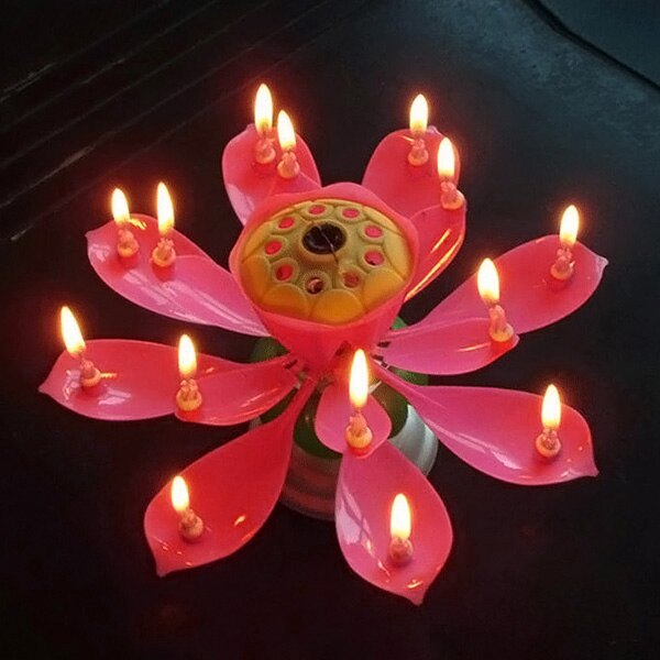 Joy Singing Music Birthday Candle Monolayer Lotus Candle Flowering Music Candle SCVD889