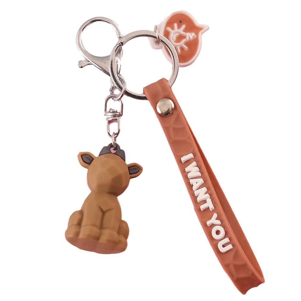 Pratique dessin animé géométrique coupe animal porte-clés pendentif mignon dinosaure panda voiture sac pendentif: Bleu
