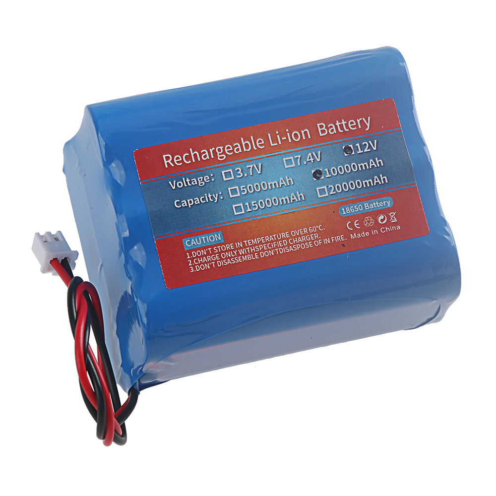 3.7v 7.4v 11.1v 12v 18650 10000 mah med kablar litiumjonbatteri med kretskort för bluetooth-högtalare med solcellsstrålkastare: Vinröd