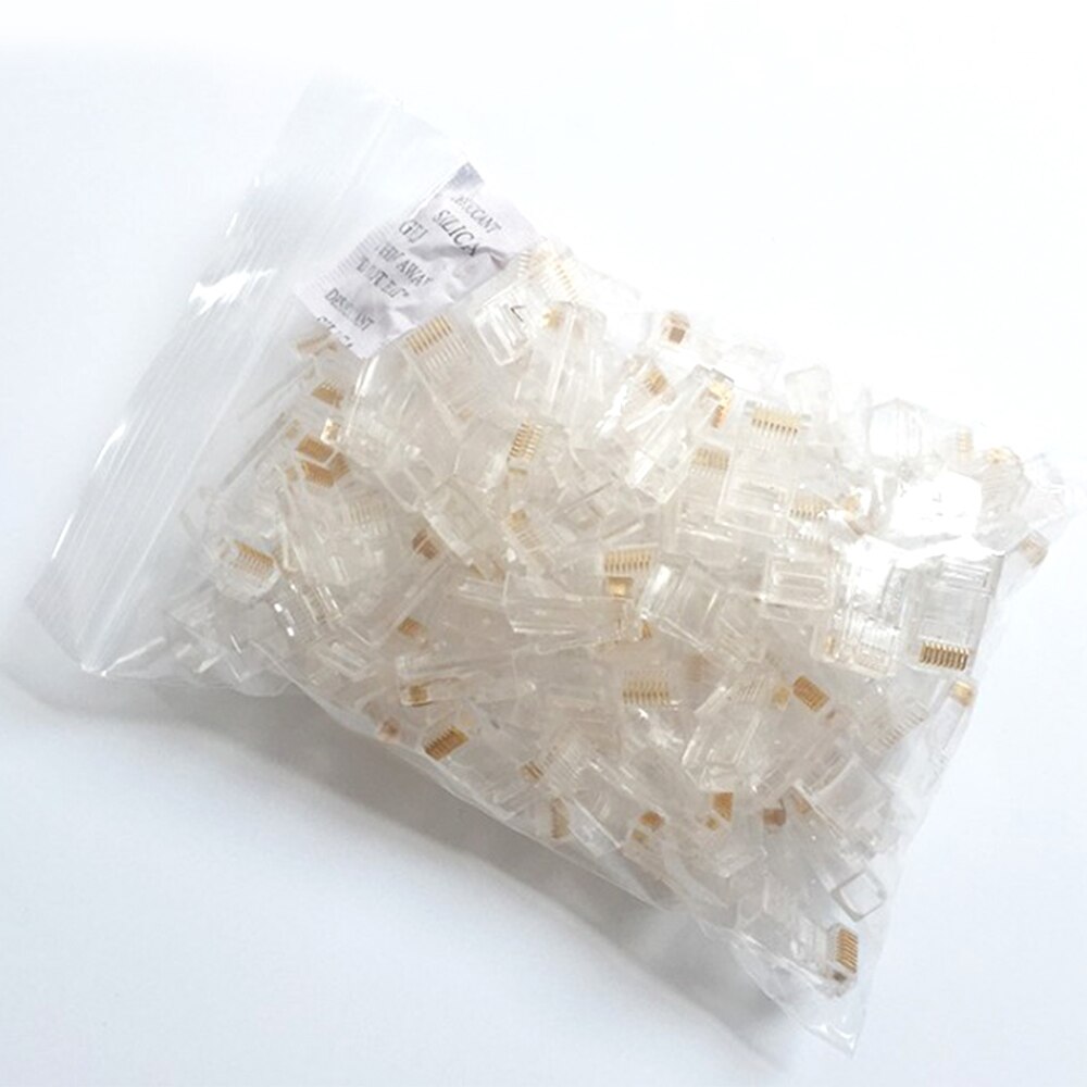 100PCS RJ45 8P8C CAT6 Crystal Head Modular Plug Gold Plated Network Connector