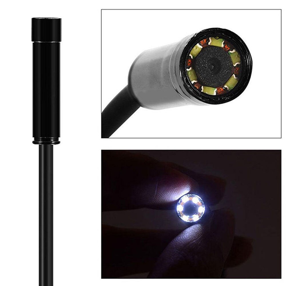 Portable Endoscope 3 in 1 5.5mm 6 LED IP67 30W Metal Plastic Black Ear Cleaning Tool Inspection Inspection Camera Computers
