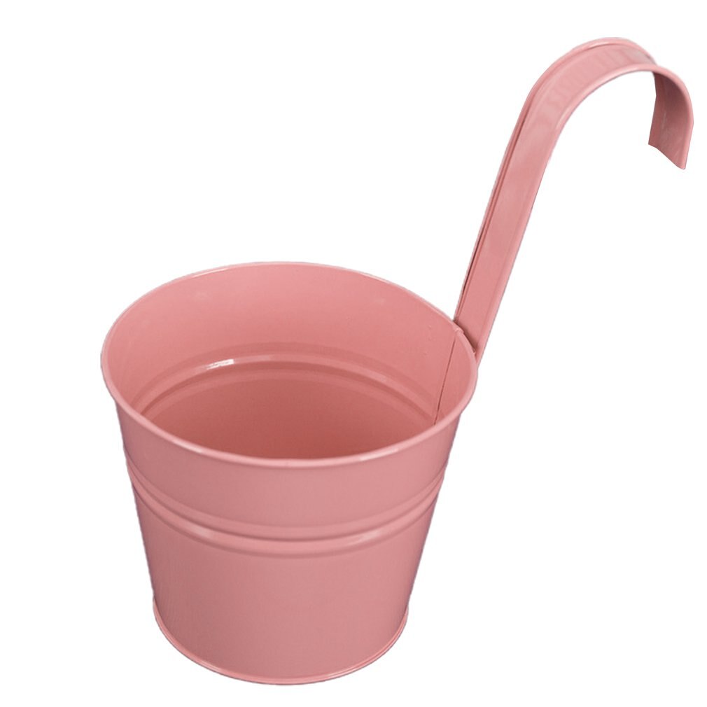 Kleur Metalen Opknoping Emmer Groene Plant Bloem Container Kan Hangen Bloempot Simulatie Bloem Persoonlijkheid Opknoping Pot Emmer: Pink