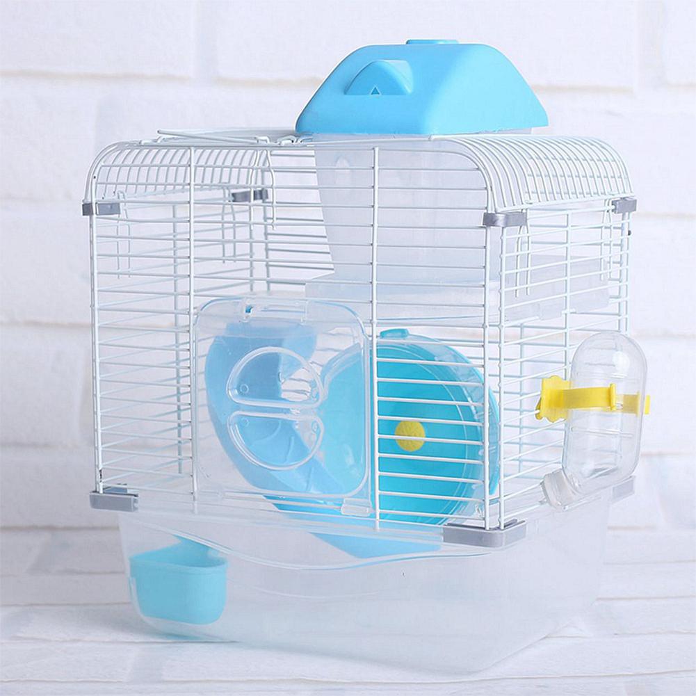 Kleine Haustier Träger Kristall Haustier KäFeige Hamster Hütte Doppel Schicht Haus für Hamster Goldene Hamster: Blau