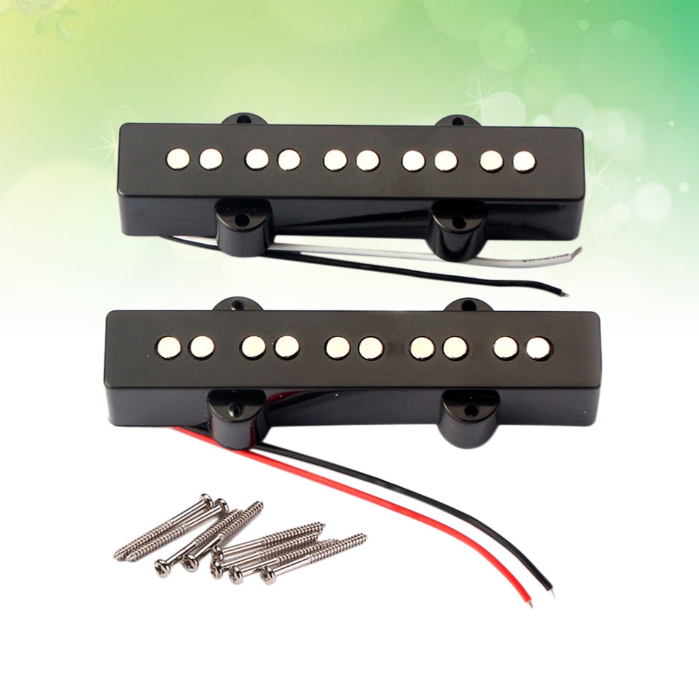 5 String Electric Bass Pickups Bridge Neck Pickups Set for Jazz Bass Guitar Open Style Guitar Parts and Accessories GMB08 Bla