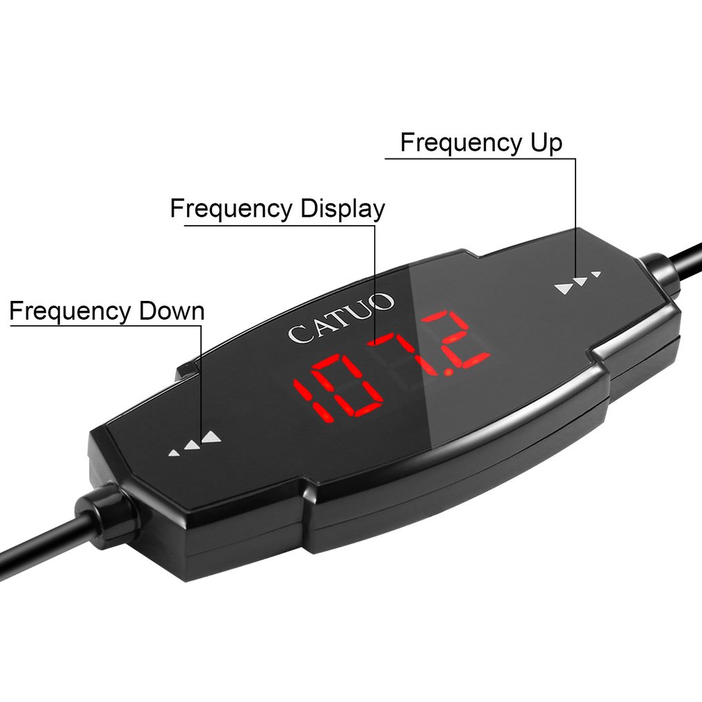 Catuo fm-transmitter-autoradio-modulator mit 3.5mm aux-anschlüssen und 5v/2.4a usb-autoladegeräten, einfach zu bedienen, schwarz