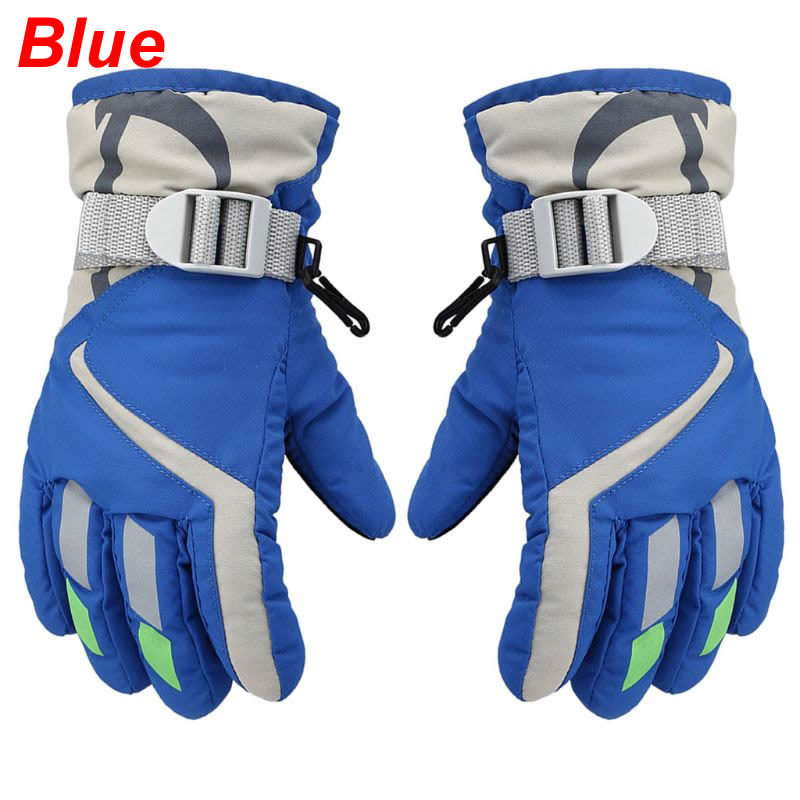 Kids Wanten Kinderen Jongens Meisjes Winter Warm Winddicht Waterdicht Antislip Sport Ski Handschoenen Kids Ademend Verstelbare Handschoen: Blue