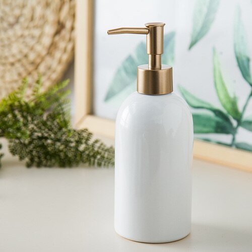 bathroom accessories storage shower accessories soap holder set male chastity device catheter Ceramic hand soap bottle: white