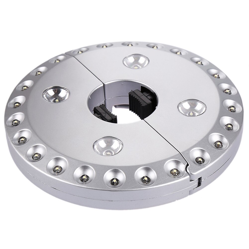 24+4 led multifunktions paraplylys udendørs krog led lumen campinglys ghs 99: Sølv