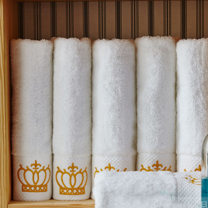 Brodert imperial krone bomull hvitt hotell håndkle sett ansikt håndklær badehåndklær for voksne vaskekluter absorberende håndkle