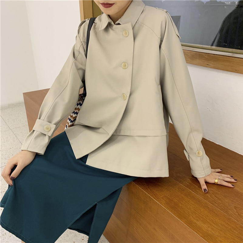 Alien Kitty Spring Short Trench Coat Female Windbreaker Women Autumn Casual Trench Office Lady Coats Outwear