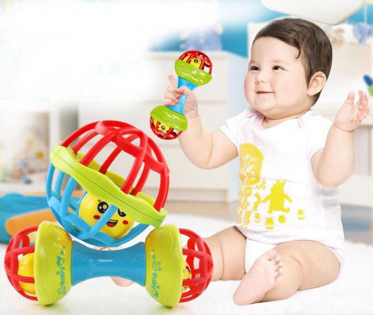 1 Set Baby Rammelaar Speelgoed Intelligentie Grijpen Tandvlees Food Grade Tandjes Rammelaar Plastic Hand Bell Baby Bijtring Speelgoed