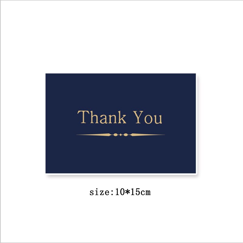 1pack Bronzing dark blue Thank You business card thank you half-fold card white envelope 15*10CM flower shop message: F