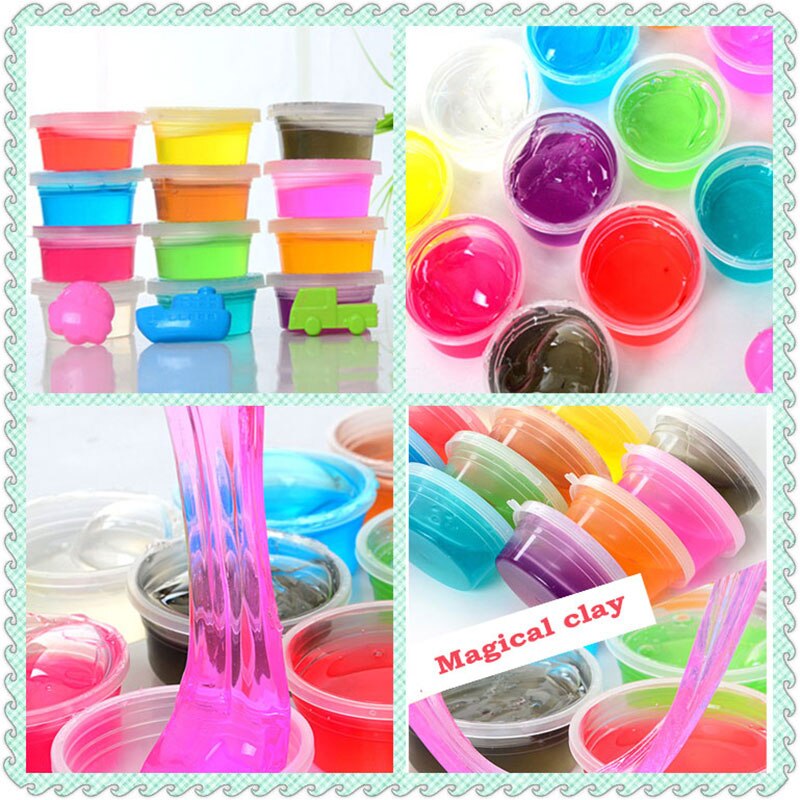 freundlicher 5D Kristall Farbige Schlamm Ultra-hell Tonne Gummi Schlamm Kreative Handgemachten Schlamm 12-farbe transparent Kasten Kristall Schlamm