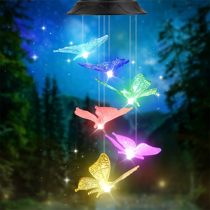 1Pc Led Kleur Veranderende Vlinder Zonnewind Klokkenspel Outdoor Waterdichte Verjaardagscadeaus Voor Tuin Tuin Buitenverlichting