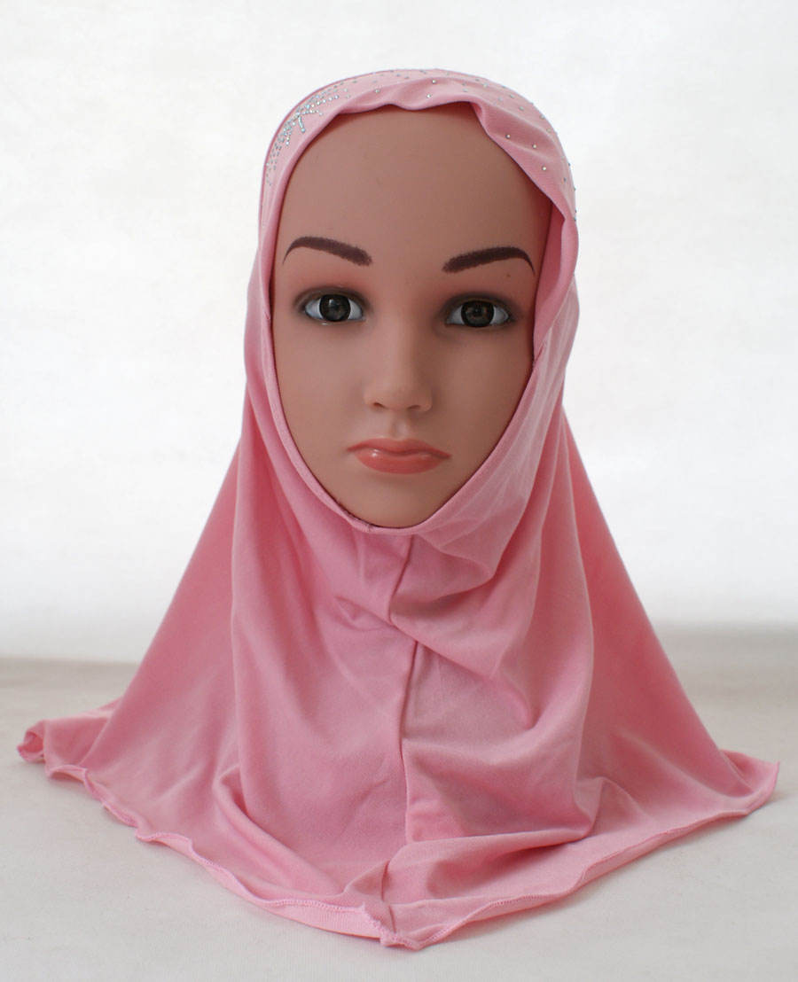 Foulard Hijab arabe pour enfants, couvre-chef avec strass pour l&#39;école, couvre-chef islamique pour enfants de 2 à 6 ans: 28 Light Pink