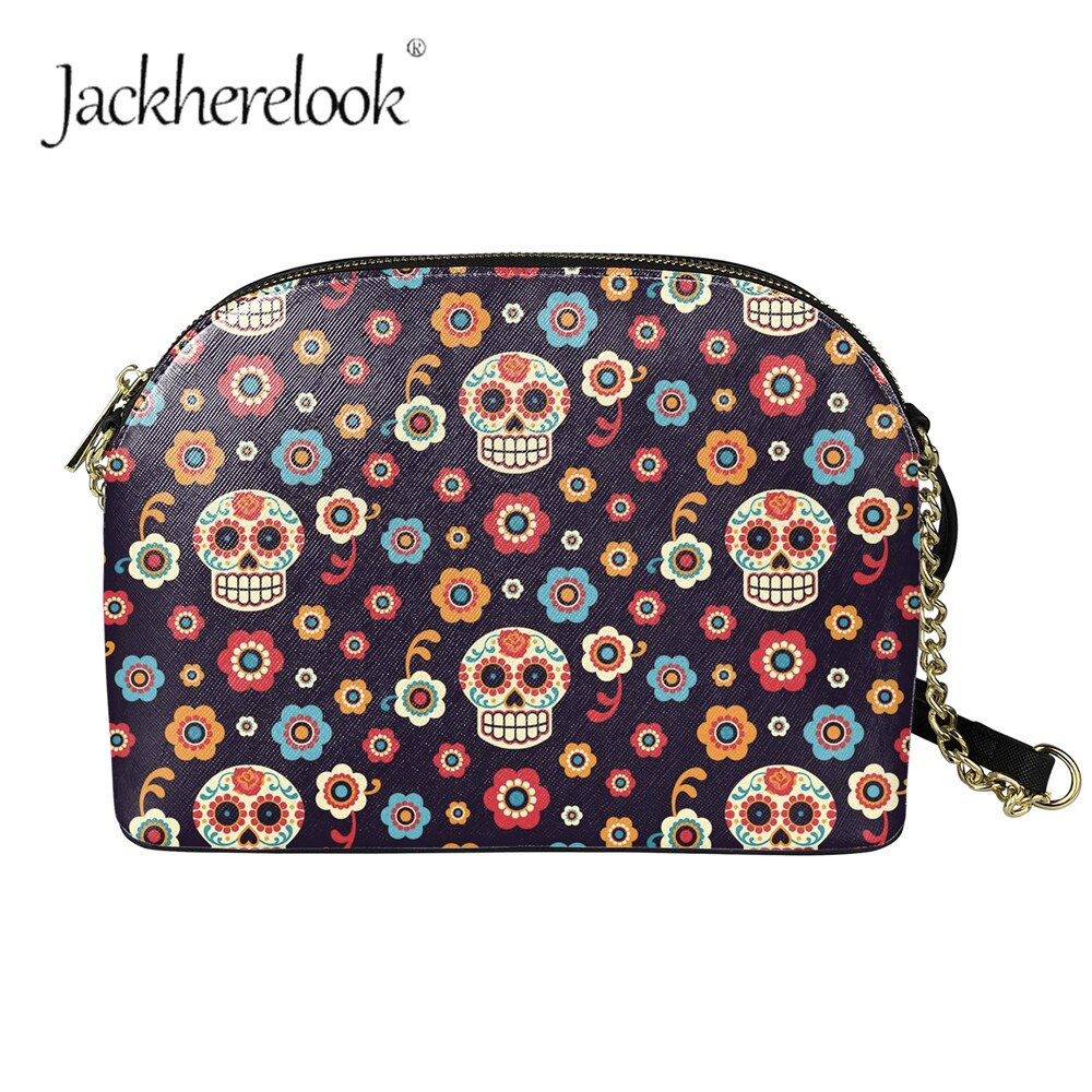 Jackherelook dames suikerschedel patroon dames rits crossbody tassen schoudertassen gothic stijl trend handtassen: Zbx 379 d 49