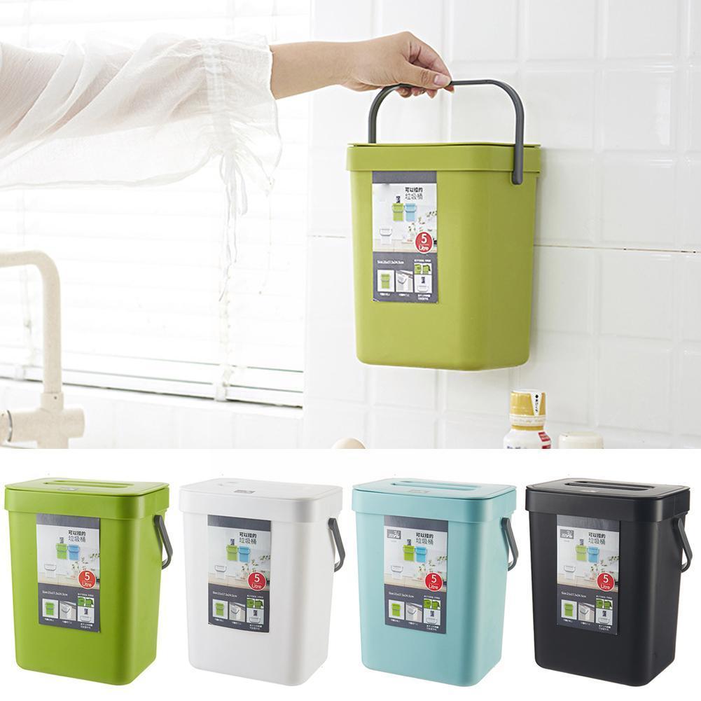 1pc Hanging Trash Bin Waste Bin Cabinet Door Wall Mounted Can Trash Toilet Folding Storage Kitche Waste Kitchen Garbage Cle Q8N7