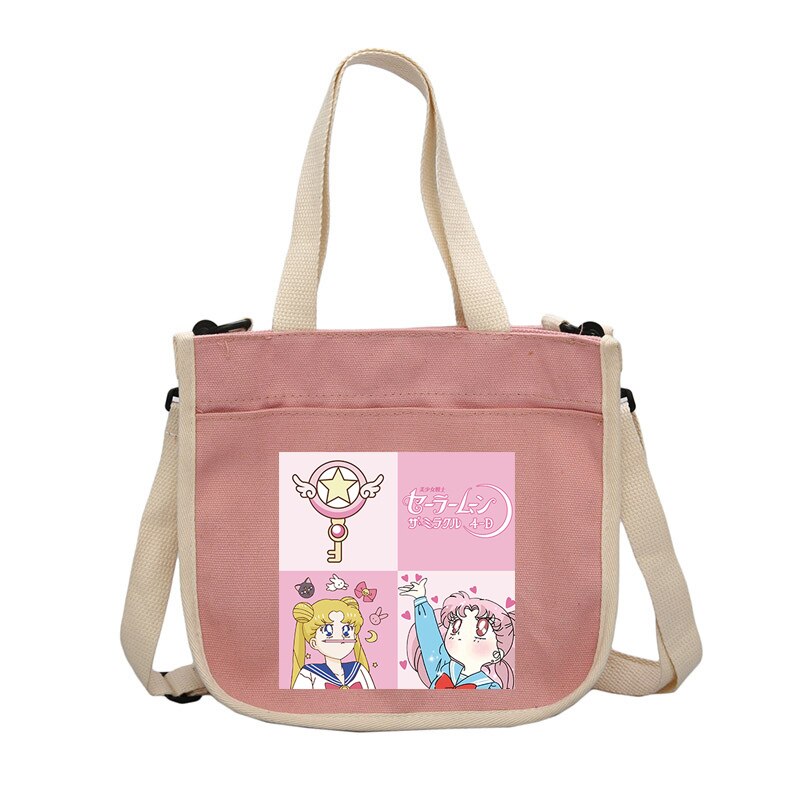 Delle donne sailor moon portatile borsa di tela Sacchetti di spalla di stile semplice Giapponese Casual Tote sacchetto esterno Delle Signore Borse per la Spesa: 8