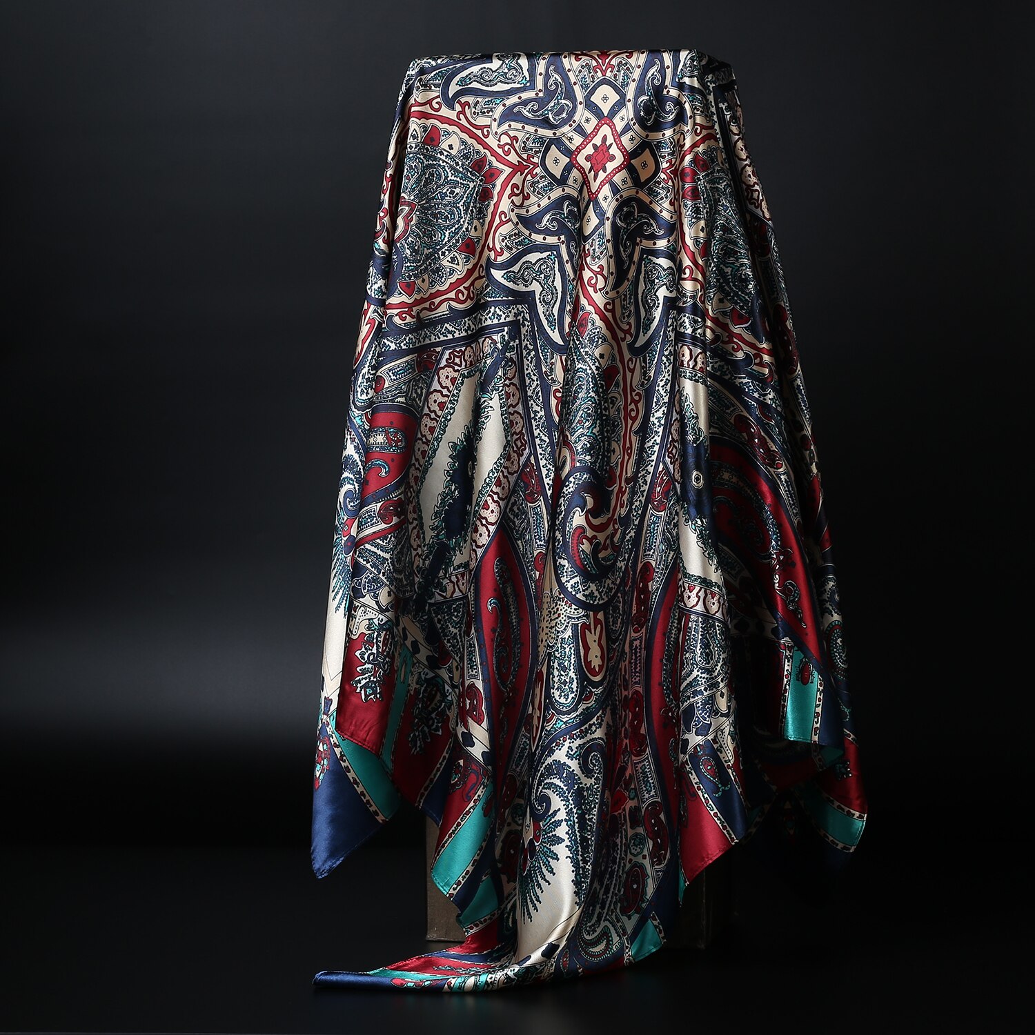 Print Sjaals Voor Vrouwen Zijde Satijn Hoofddoek Hoofddoek Vrouwelijke 90*90 Cm Vierkante Sjaals En Wraps Hijab sjaals Voor Dames: 2242