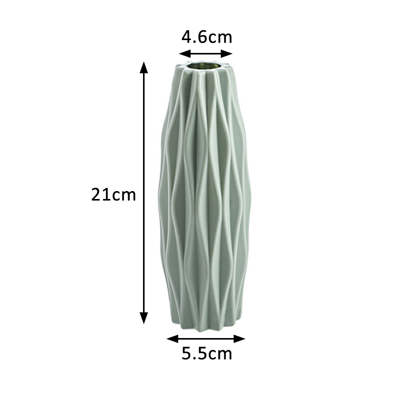 1Pcs PE Big Belly/Diamond/Tree Shape Vase Flower Imitation Ceramic Plastic Flower Vase Flower Basket Nordic Style: diamond green