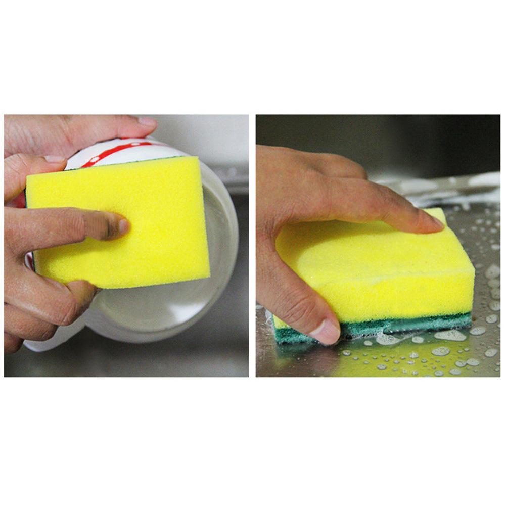 10PCS/Pack High-density Sponge Scouring Pad Kitchen Cleaning Cloth Dishwashing Brush