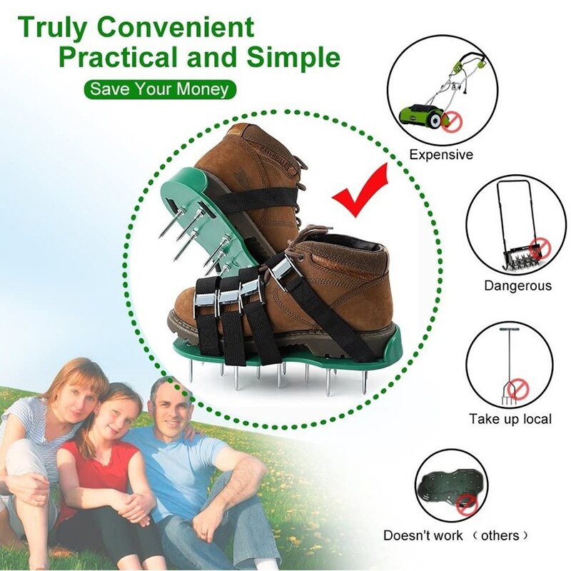 Gazon Beluchter Schoenen 4-8Pcs Verstelbare Bandjes Zware Spiked Sandalen Schoenen Met Metalen Gespen Voor Beluchten Gazon bodem Yard Gras