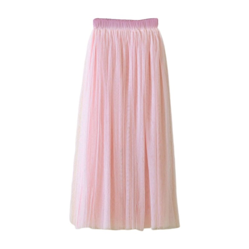 Jupe Tutu mi-longue plissée en Tulle pour femmes, taille haute, trois couches, maille transparente, couleur bonbon, douce, couleur unie, robe balançoire, ample, 80CM