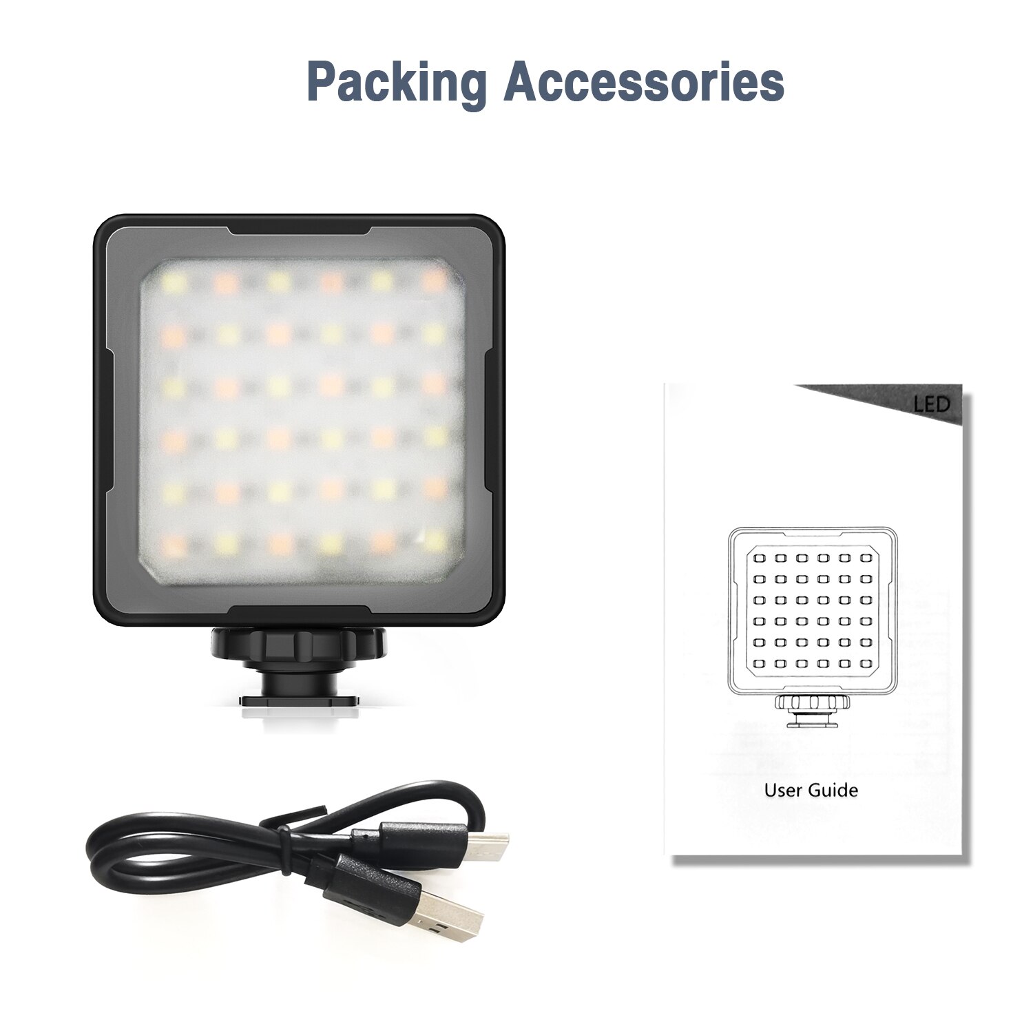 Andoer CL-36 Mini Bi-color Lámpara de luz LED para Video 2800K-8500K regulable Luz de relleno con 3 Zapata fría soportes LCD blog para la cámara