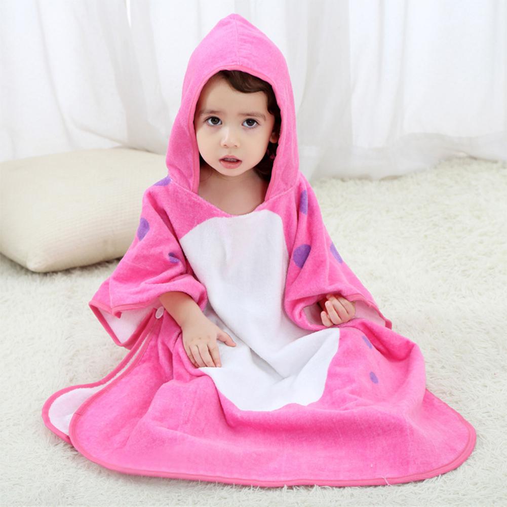 Kidlove Children's kids bath towel baby towel cover printed baby hooded bathrobe: Rose