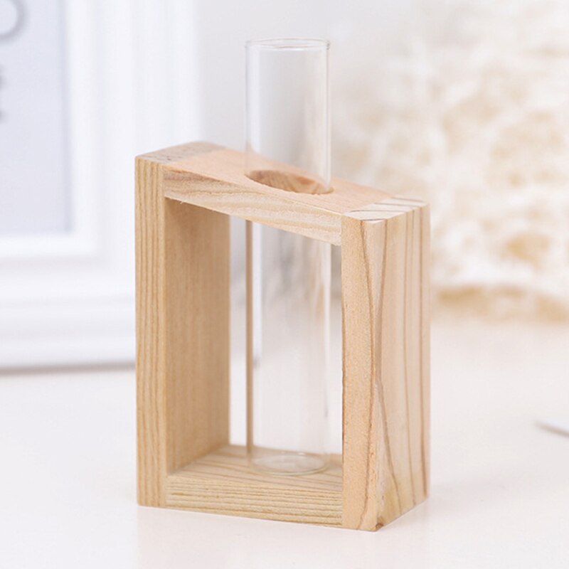Dekorative Hydrokultur Pflanzen Kristall Glas Reagenzglas Vase in Holz Stand Boden Töpfe für Hydrokultur Pflanzen Heimat Garten Dekor: einstellen 1