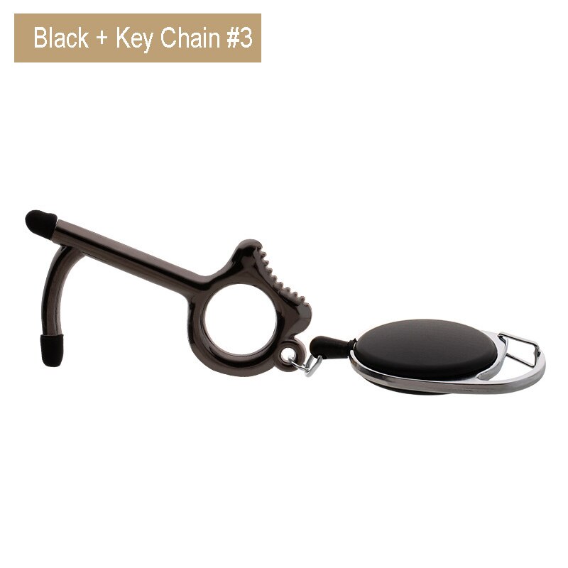 10 stuks/partij edc deuropener hygiëne hand antimicrobiële touchscreen stylus pers lift gereedschap deurgreep sleutelhanger: Zwarte sleutelhanger 3