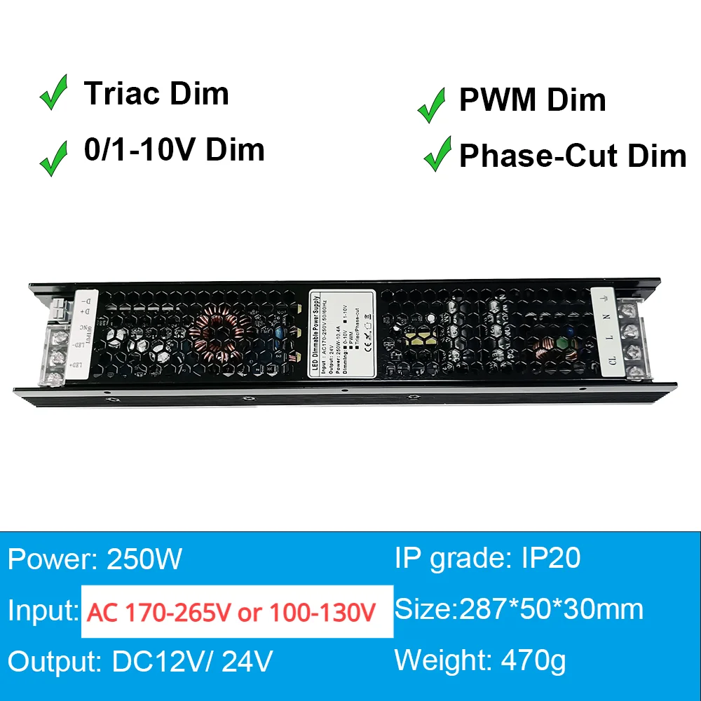 Triac Dimmable Led Driver 24V 12V Dimmable Power Supply 60W 100W 150W 200W 250W 300W Transformer 220v 24v Dimmable Led: Gold / 12V / 1W