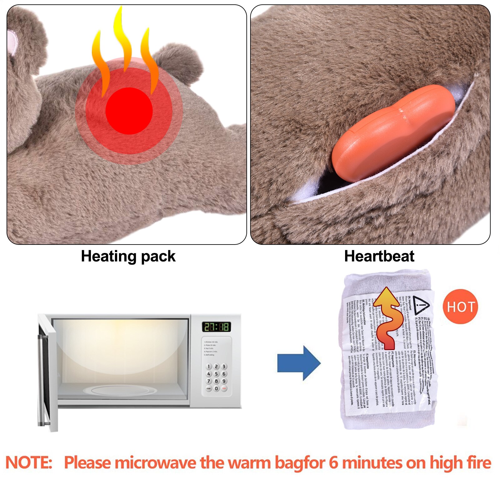 Dog Plush Toy Heartbeat Comfort Toy Accompany Sleeping Cat Toy Heart Beat Soothing Plush Doll Sleep For Smart Dogs Cats Pet Toys