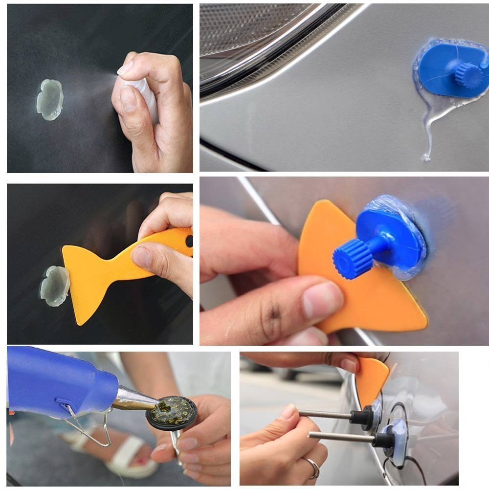 FURUIX PDR gereedschap auto deuk remover plastic schraper te verwijderen lijm van auto body met Rag alcohol fles voor verwijderen de silicon