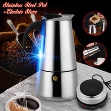 450ML Stainless Steel Coffee Pot with Electric Stove 9 Cups Mocha Espresso Latte Percolator Stove Stovetop Coffee Maker Kettles