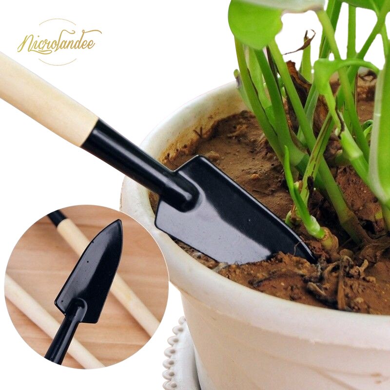 NICROLANDEE Mini Plant Potted Flower Wooden Tools Kit for Transplanting Seedlings Cultivating Vegetable Seedlings Plant Potting