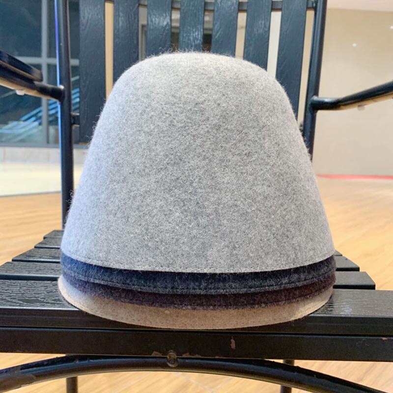 Jednolity kolor Slouchy ciepłe czapki damskie 100% wełna schludny rondo czapka zimowa czapka filcowa stożek kaptur modniarstwo Fascinators blok baza