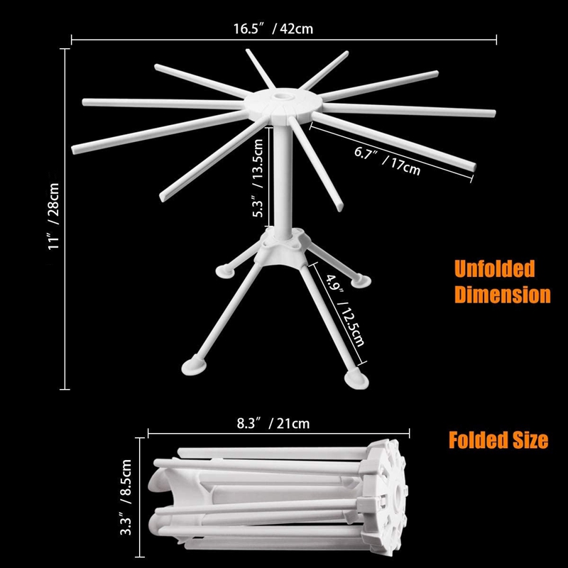 Stendino per pasta, supporto per asciugare la pasta pieghevole, supporto per asciugatrice per spaghetti a 10 bracci per pasta fresca fatta in casa