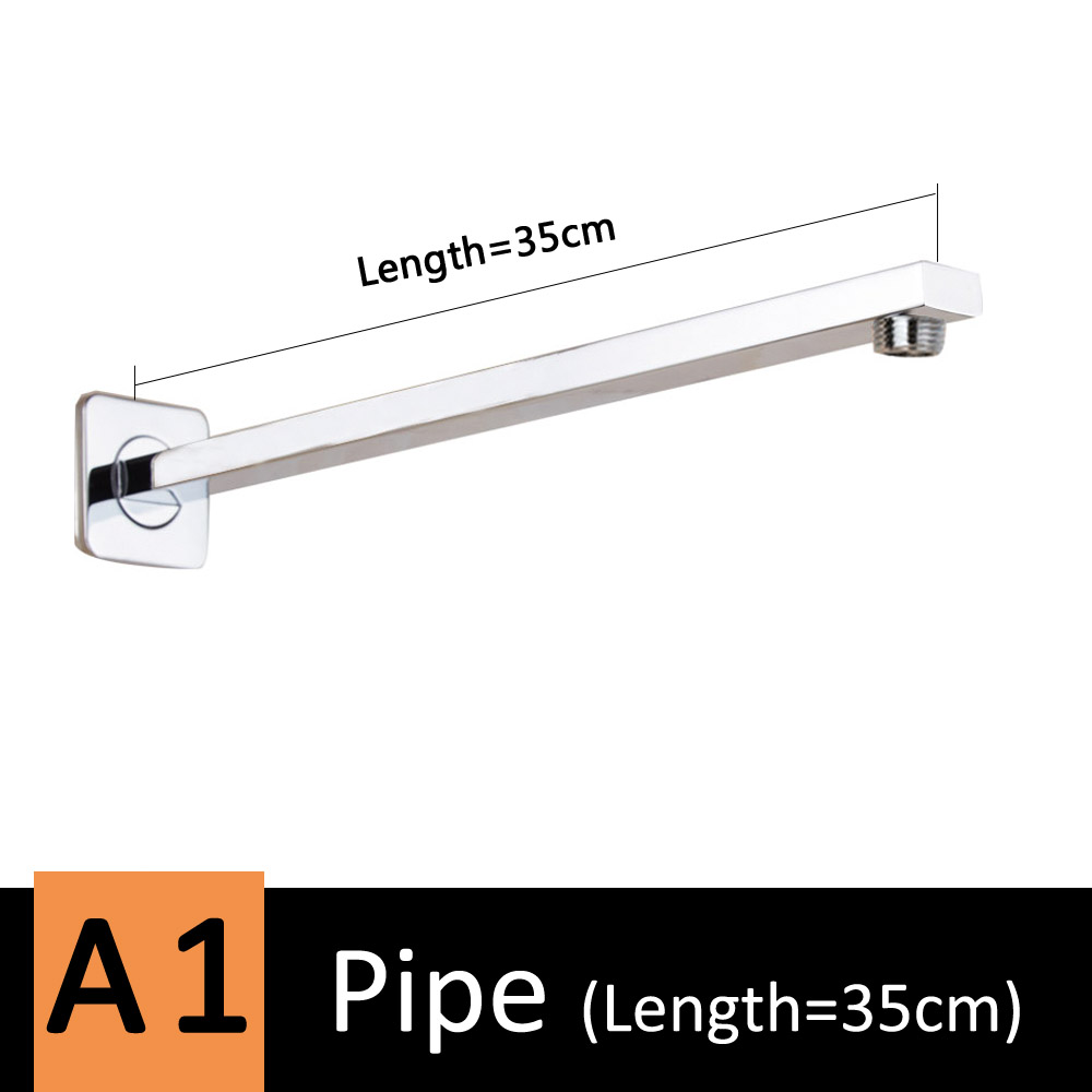 35/41CM Length Chrome Brass Wall Mounted Shower Mounting Brackets Bathroom faucet copper Square Shower pipe Arm: A1 pipe 35cm