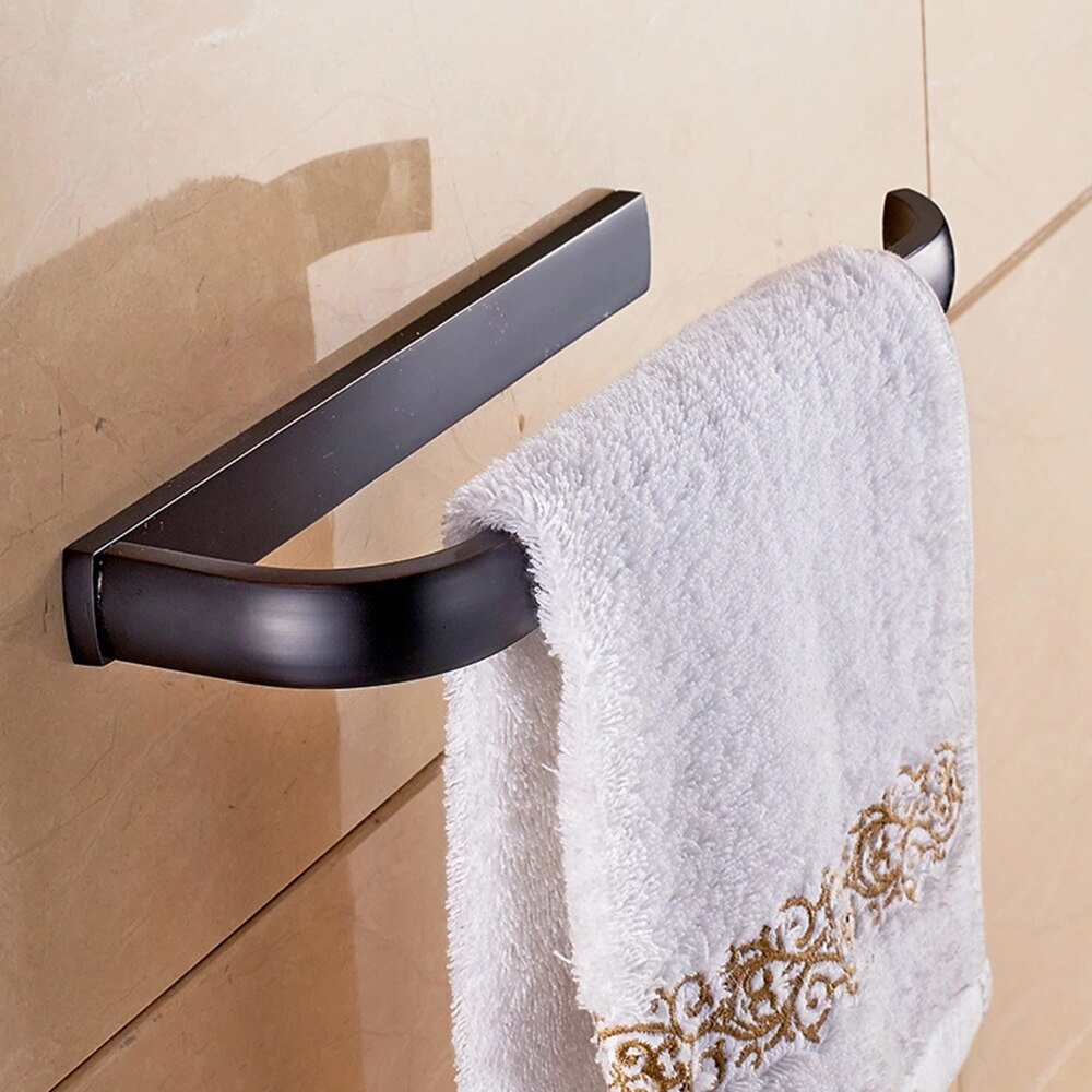Towel Holder Copper Kitchen Bathroom Towel Holder For Towels Bar Rail Hanger Towel Rack: black