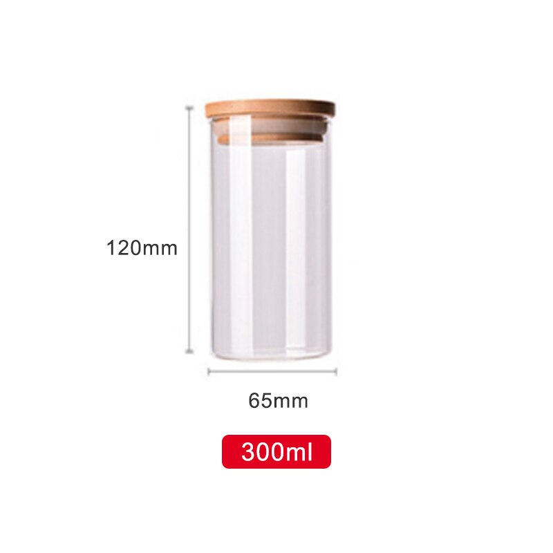 Pot à bonbons pour épices verre récipient Transparent bocaux en verre avec couvercles pot à biscuits pots de cuisine et couvercles petite taille: 300ml