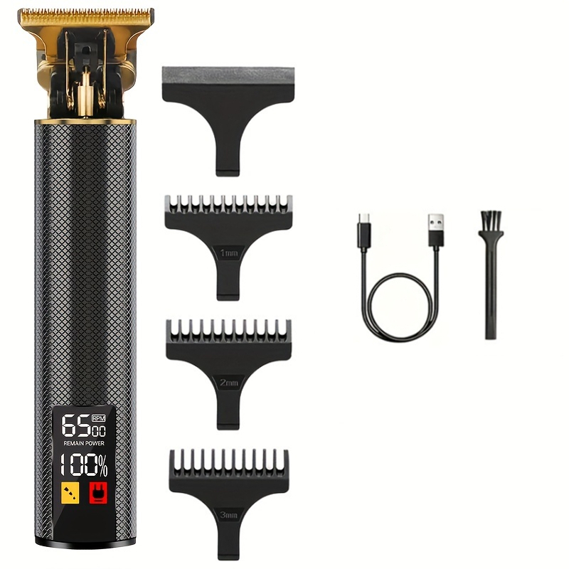 Barbero eléctrico T9 para mujer cortadora de pelo para hombre LCD recargable maquina afeitar hombre Retro afeitadora electrica cortar maquinilla cortapelos maquinas barberia: Rosa