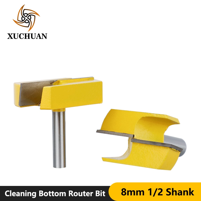 Cleaning Bottom Router Bit Tungsten Router Bit 8mm 1/2 Shank For Woodworking Cutting Diameter Tool Surface Planing Router Bits