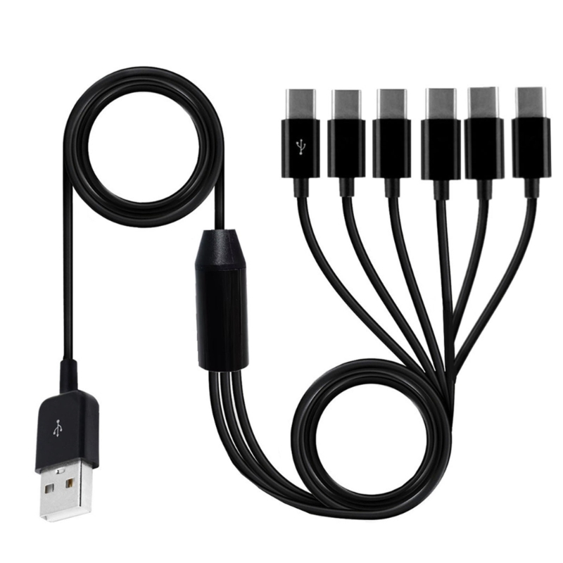 Usb 2.0 Type Een Mannelijk Naar 6 Micro Usb/Type C Mannelijke Splitter Y Data Sync Lading Connector Adapter Kabel 0.5M/1.5M: Rood / 1.5M