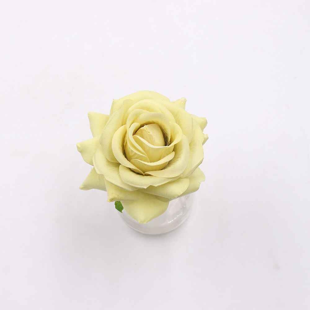 3pcs 8cm silk rose flower head artificial flower wedding decoration flowers DIY wreath clip art hand flower: Chocolate