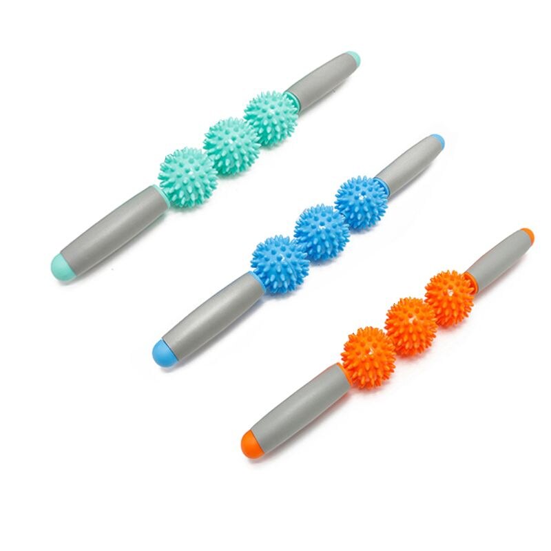 Muscle Roller Massage Stick Deep Tissue Tight Fascia Massager Trigger Point Fat Blast with 3 Balls for Pain Relief
