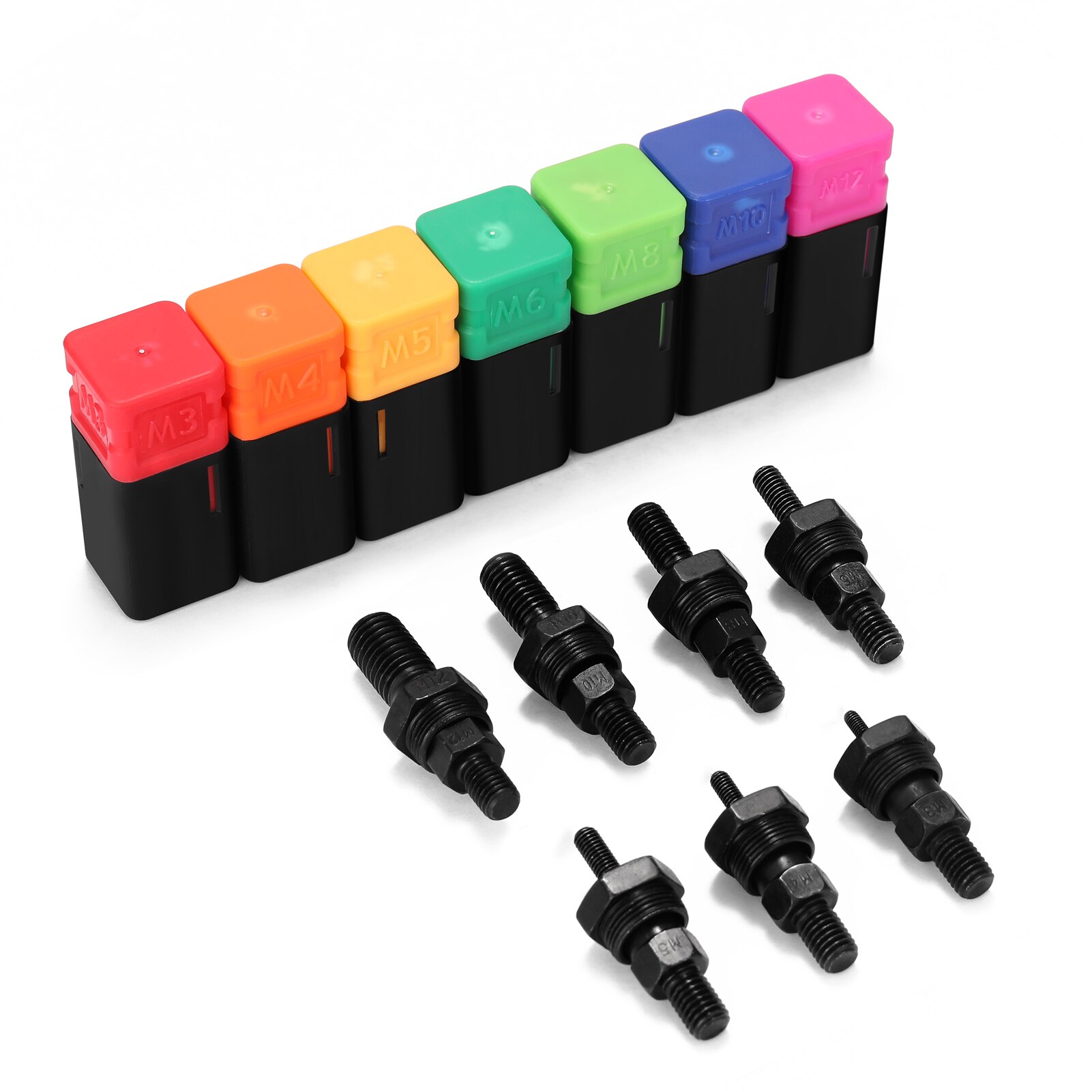 7pcs Riveter Machine Accessory Threaded Mandrel Rivet Nut Tool Adapter Pull Rod Riveter Replacement Riveting Heads