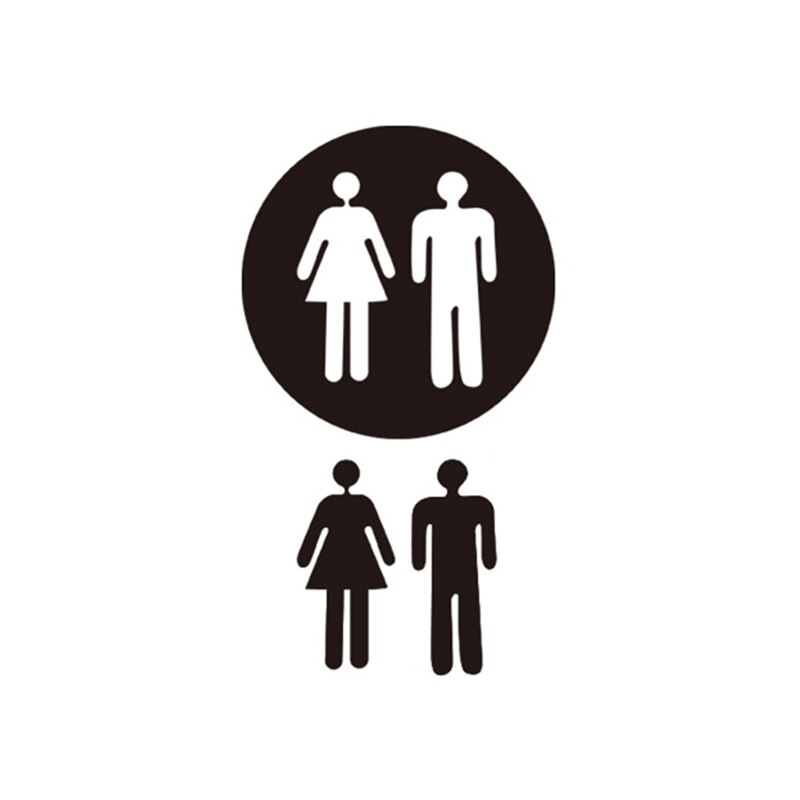 1Set WC Toilet Entrance Sign Door Stickers Mirror Wall Sticker Public Place Home Decoration Men Women Acrylic Toilet Stickers: black