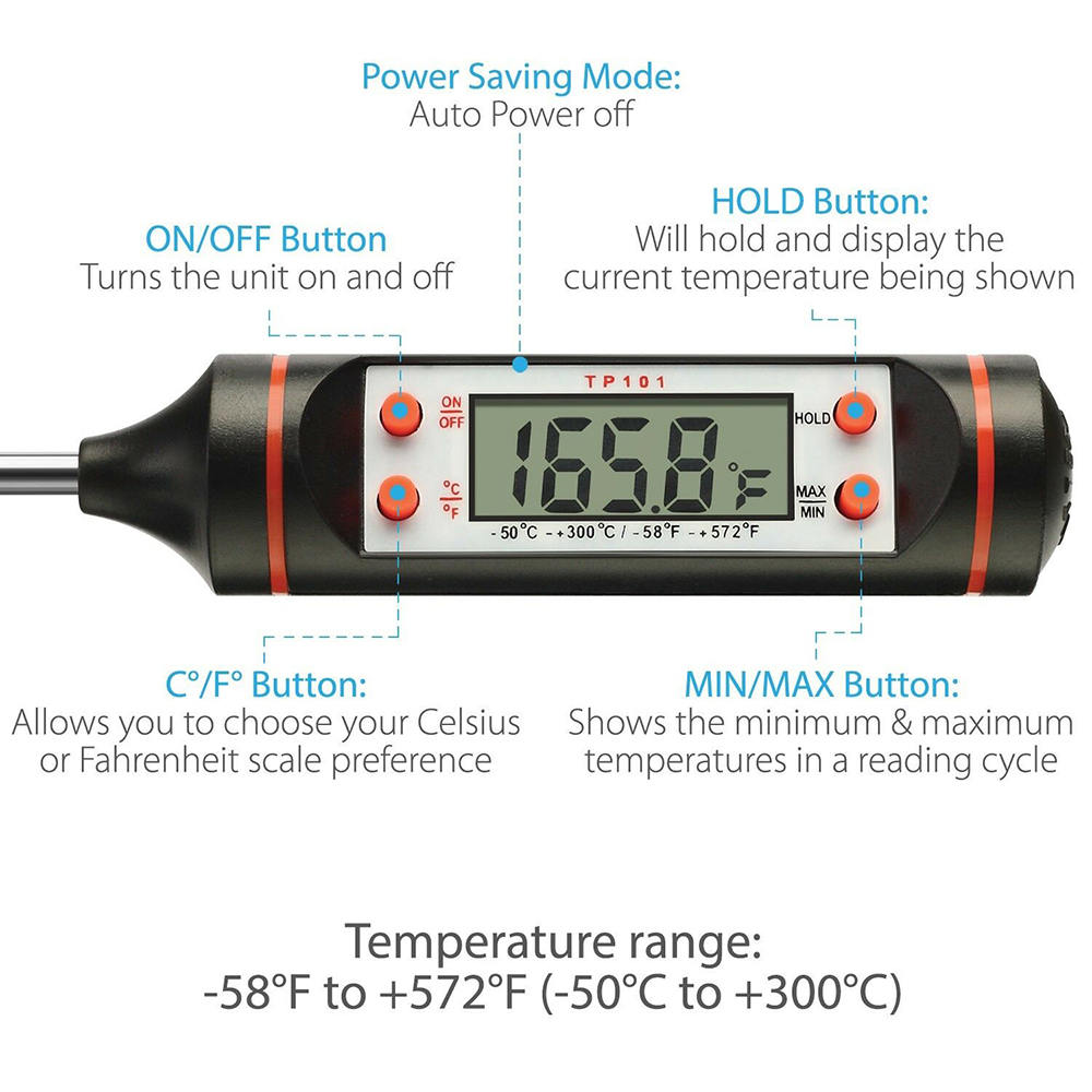 2 Stuks Vlees Thermometer Instrumenten Keuken Temperatuur Detector Digitale Koken Eten Probe Elektronische Bbq Bakken Gebak