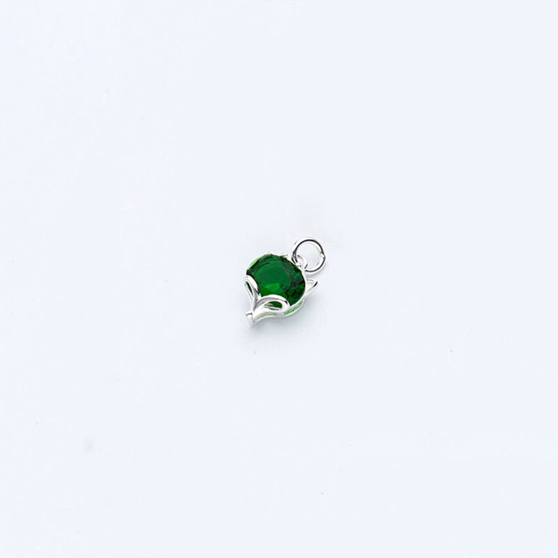 MEETSOFT Trendy S925 Sterling Silver Fox Colorful Zircone anmials Pendenti E Ciondoli Speciale di FAI DA TE Fatti A Mano Monili Pandent Accessori: green